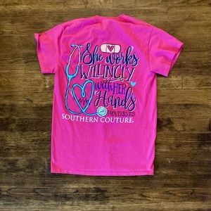 Southern Couture Pink Nurse's Tee with Proverbs 31:13